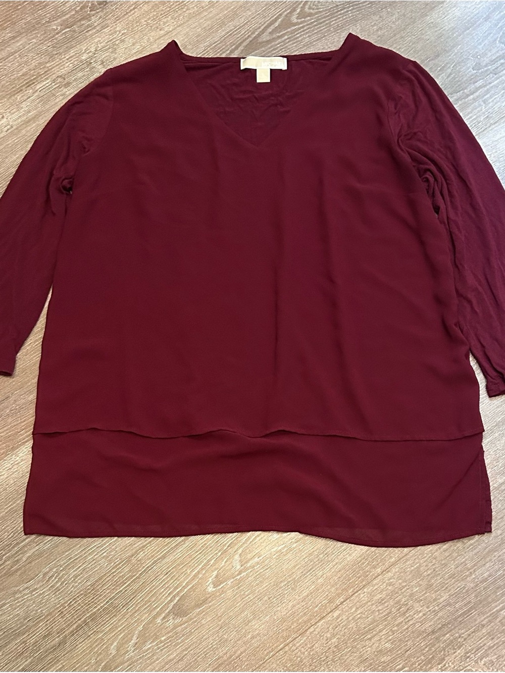 Michael Kors Deep Wine V-Neck Layered Blouse